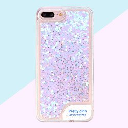 iPhone 7 Plus LED Light Up Liquid Star Dust Case (Blue)